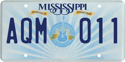 MS license plate AQM011