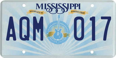 MS license plate AQM017