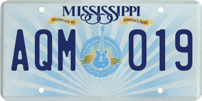MS license plate AQM019