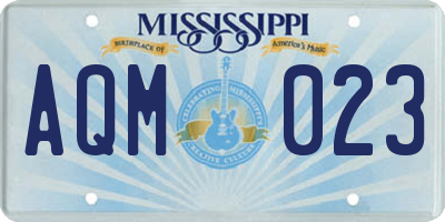 MS license plate AQM023