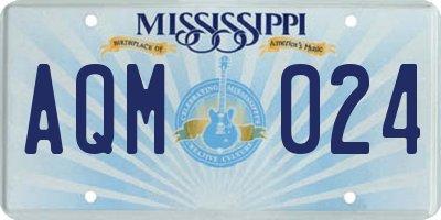 MS license plate AQM024