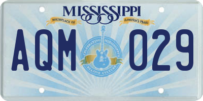 MS license plate AQM029