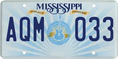 MS license plate AQM033