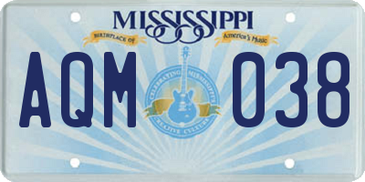 MS license plate AQM038