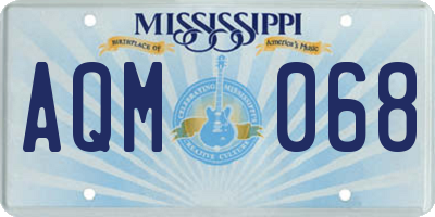 MS license plate AQM068