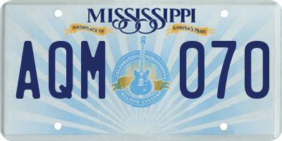 MS license plate AQM070