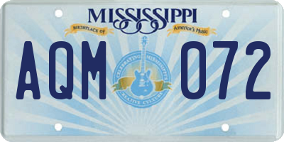 MS license plate AQM072