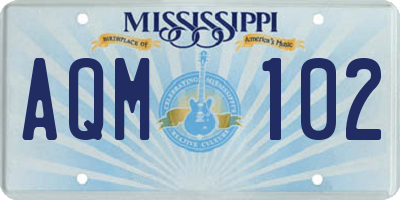 MS license plate AQM102