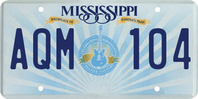 MS license plate AQM104