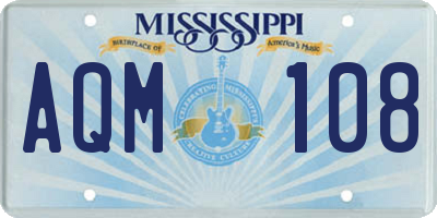 MS license plate AQM108