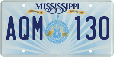 MS license plate AQM130