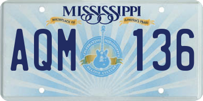 MS license plate AQM136