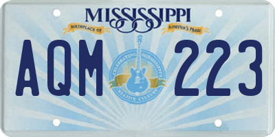 MS license plate AQM223