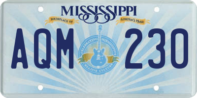 MS license plate AQM230