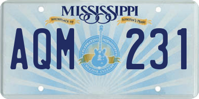 MS license plate AQM231