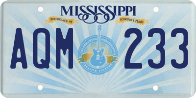 MS license plate AQM233