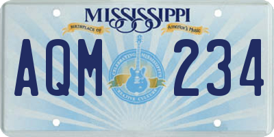 MS license plate AQM234