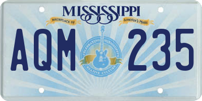 MS license plate AQM235