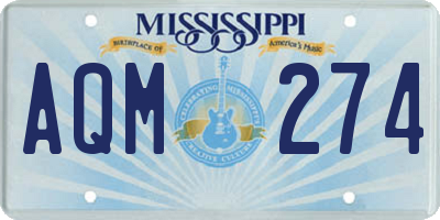 MS license plate AQM274