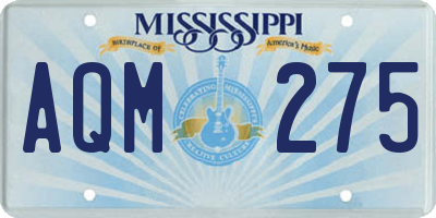 MS license plate AQM275