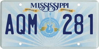 MS license plate AQM281