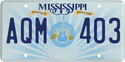 MS license plate AQM403