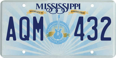 MS license plate AQM432