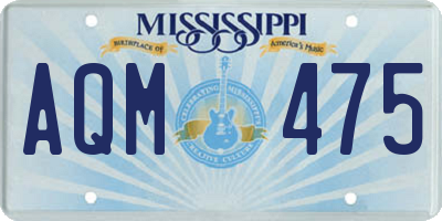 MS license plate AQM475