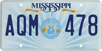 MS license plate AQM478