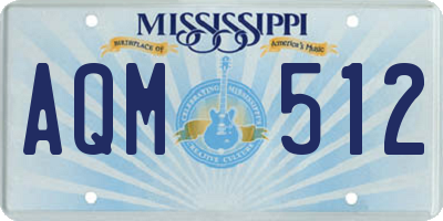 MS license plate AQM512