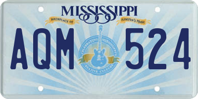MS license plate AQM524