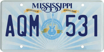 MS license plate AQM531