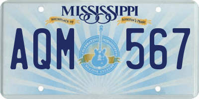 MS license plate AQM567