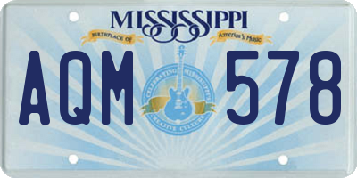 MS license plate AQM578