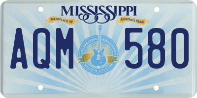 MS license plate AQM580