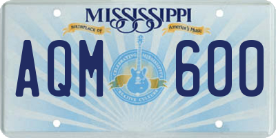 MS license plate AQM600