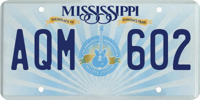 MS license plate AQM602