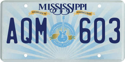 MS license plate AQM603