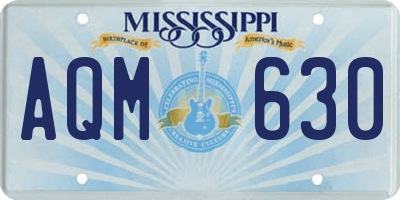 MS license plate AQM630