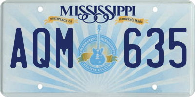MS license plate AQM635