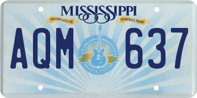 MS license plate AQM637