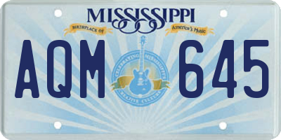 MS license plate AQM645