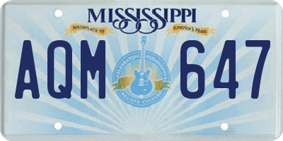 MS license plate AQM647