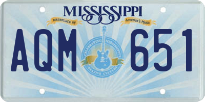 MS license plate AQM651