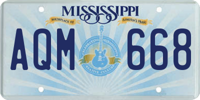 MS license plate AQM668