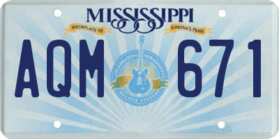 MS license plate AQM671