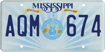 MS license plate AQM674