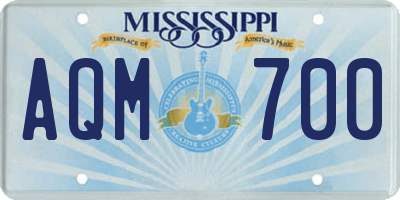MS license plate AQM700
