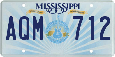 MS license plate AQM712