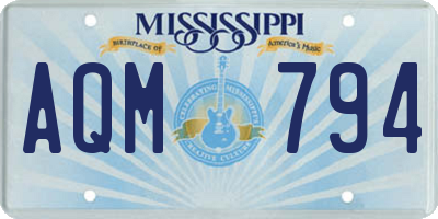 MS license plate AQM794